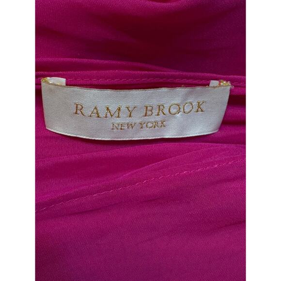 Ramy Brook Paris Mini Dress Womens S Fuschia Pink Smocked Ruched Elastic Waist - Picture 13 of 15